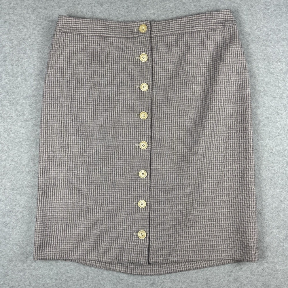 Brooks Brothers 346 Women's Size 14 Houndstooth Button Front Wool Blend Skirt